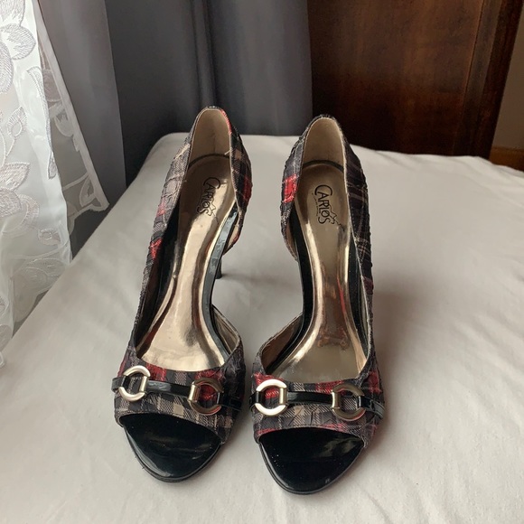 CARLOS SANTANA red & black pumps women’s size 9 - Picture 2 of 5